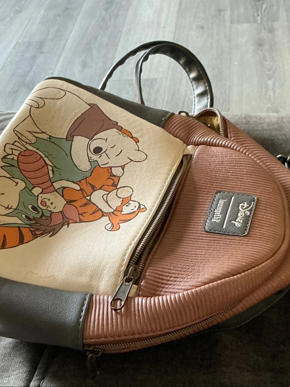 Loungefly Kids Backpack with Winnie the Pooh Characters - Tan & Orange & Green